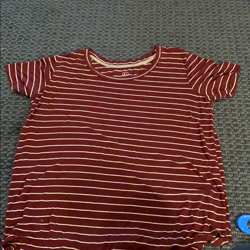A Burgundy white striped shirt
